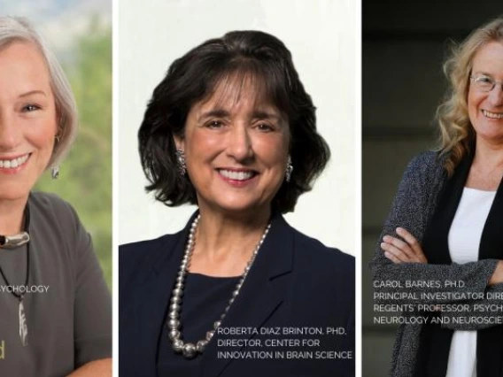 Headshot of Lee Ryan, Ph.D., Roberta Diaz Brinton, Ph.D., and Carol A. Barnes, Ph.D.