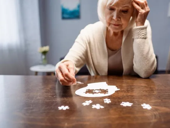 Female trying simple puzzle