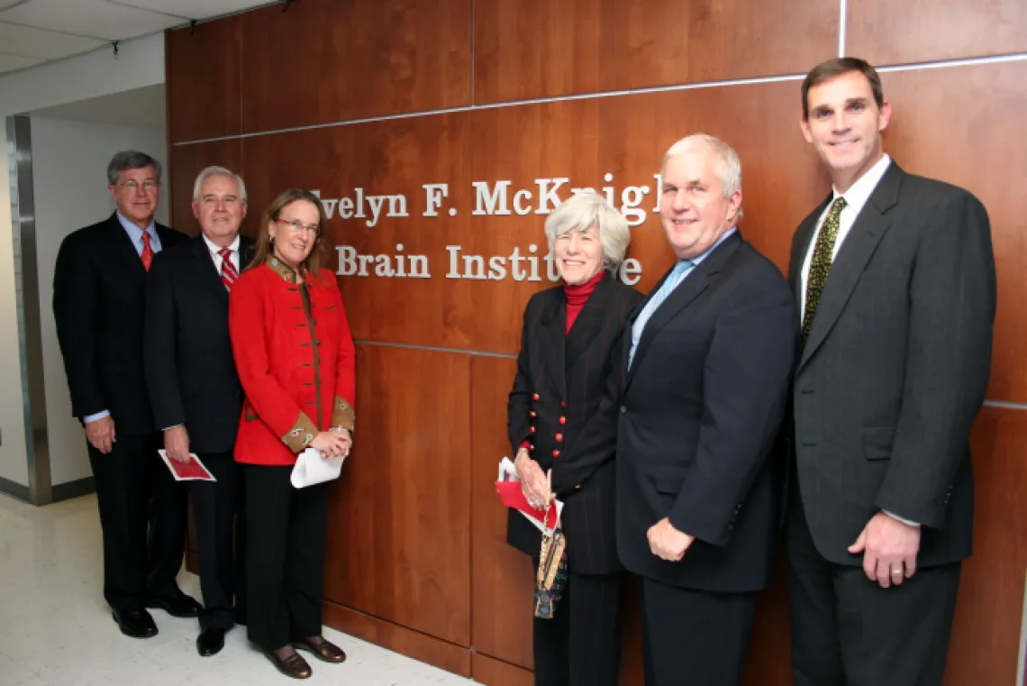 People taking photo At the Dedication Ceremony of the Univerity of Arizona Evelyn F. McKnight Brain Institute