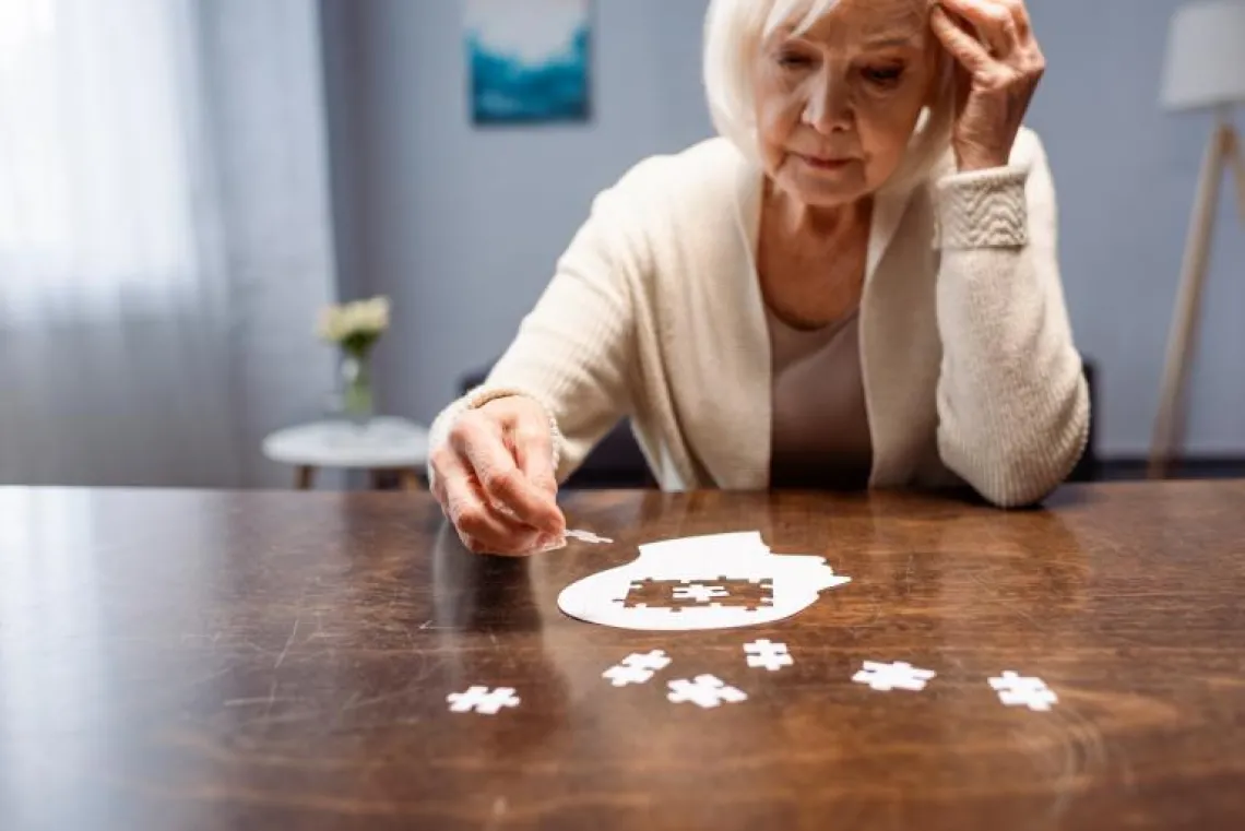 Female trying simple puzzle