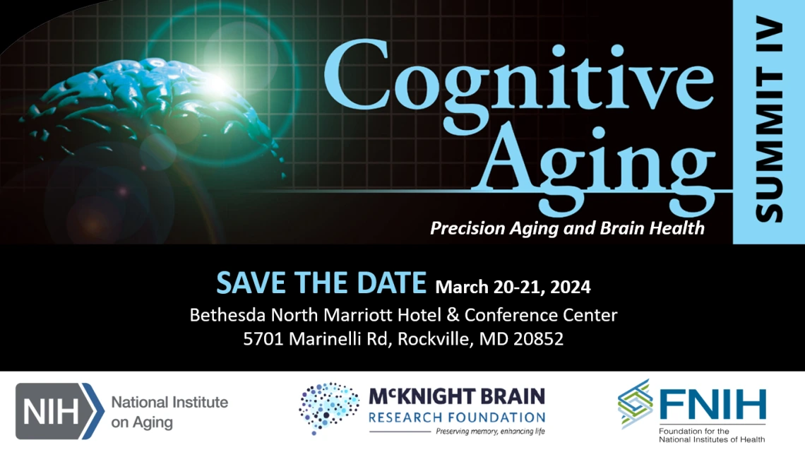 High resolution Cognitive aging summit logo and info